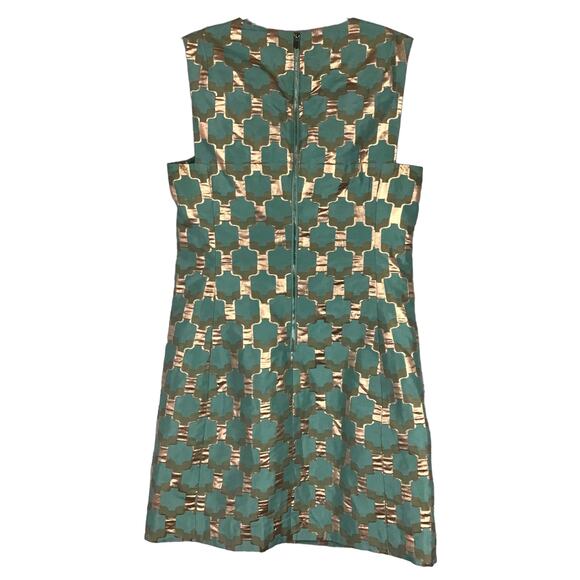 Diane von Furstenberg Akoni Metallic Jacquard Sheath Dress Aquamarine Copper 0 2 - Picture 7 of 16